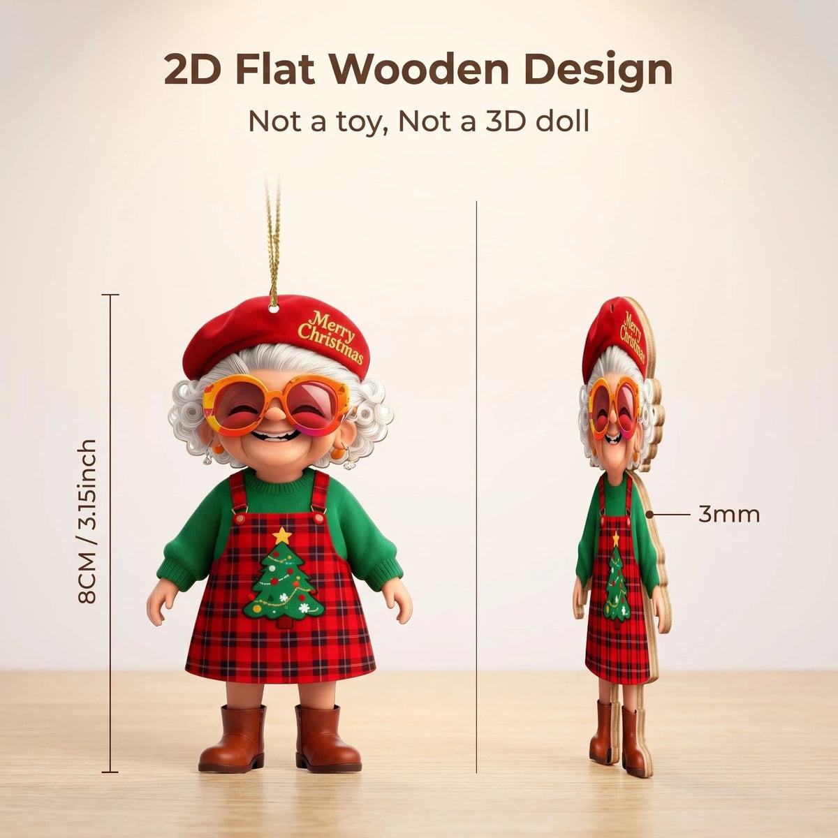 Mrs. Claus ornament, 8cm tall, 3mm thick