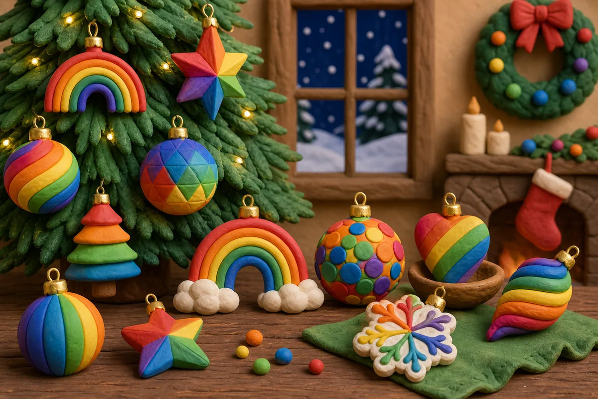 Editorial illustration illustrating Best Rainbow Christmas Ornaments for Colorful Trees