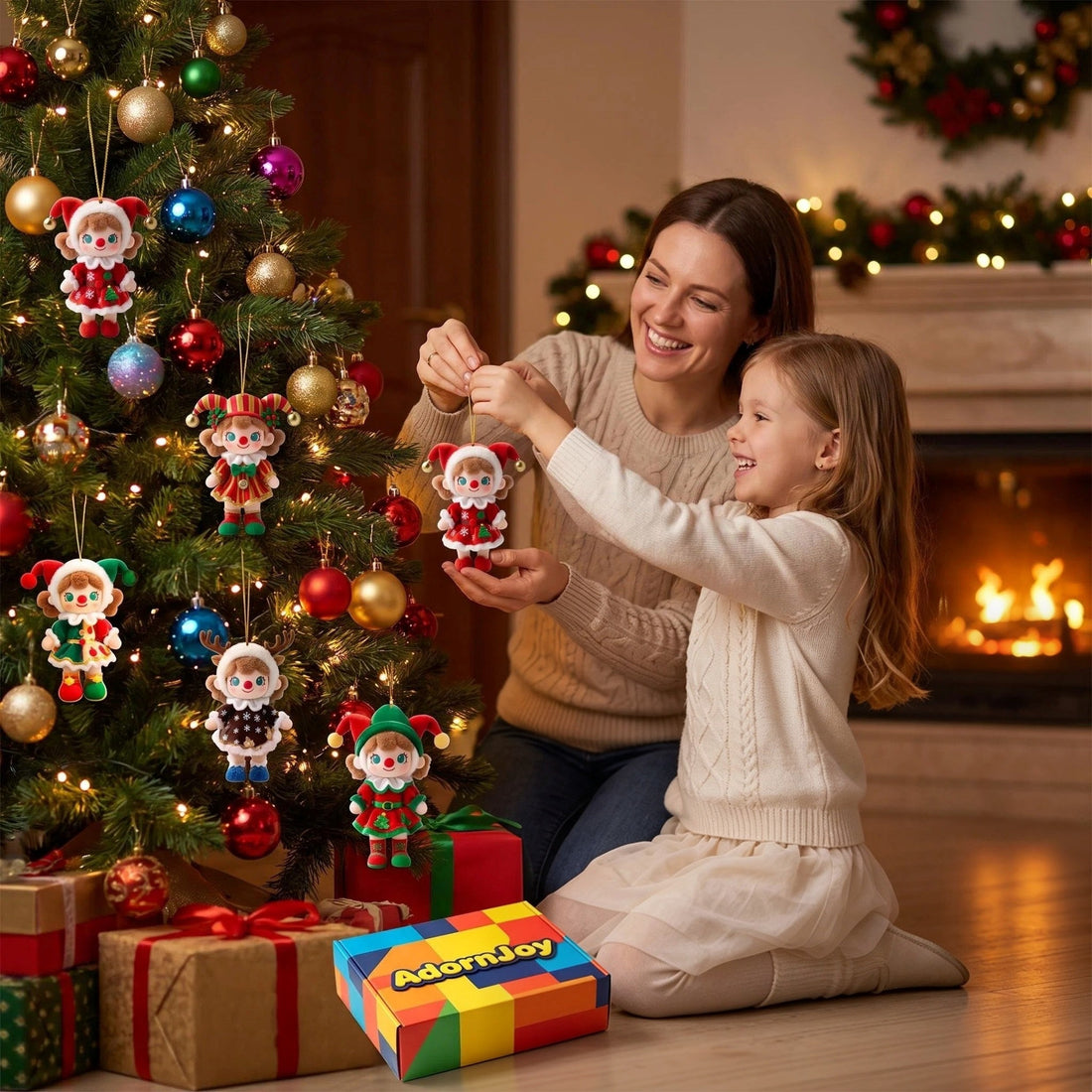 A cute Christmas ornament hanging on the Christmas tree.