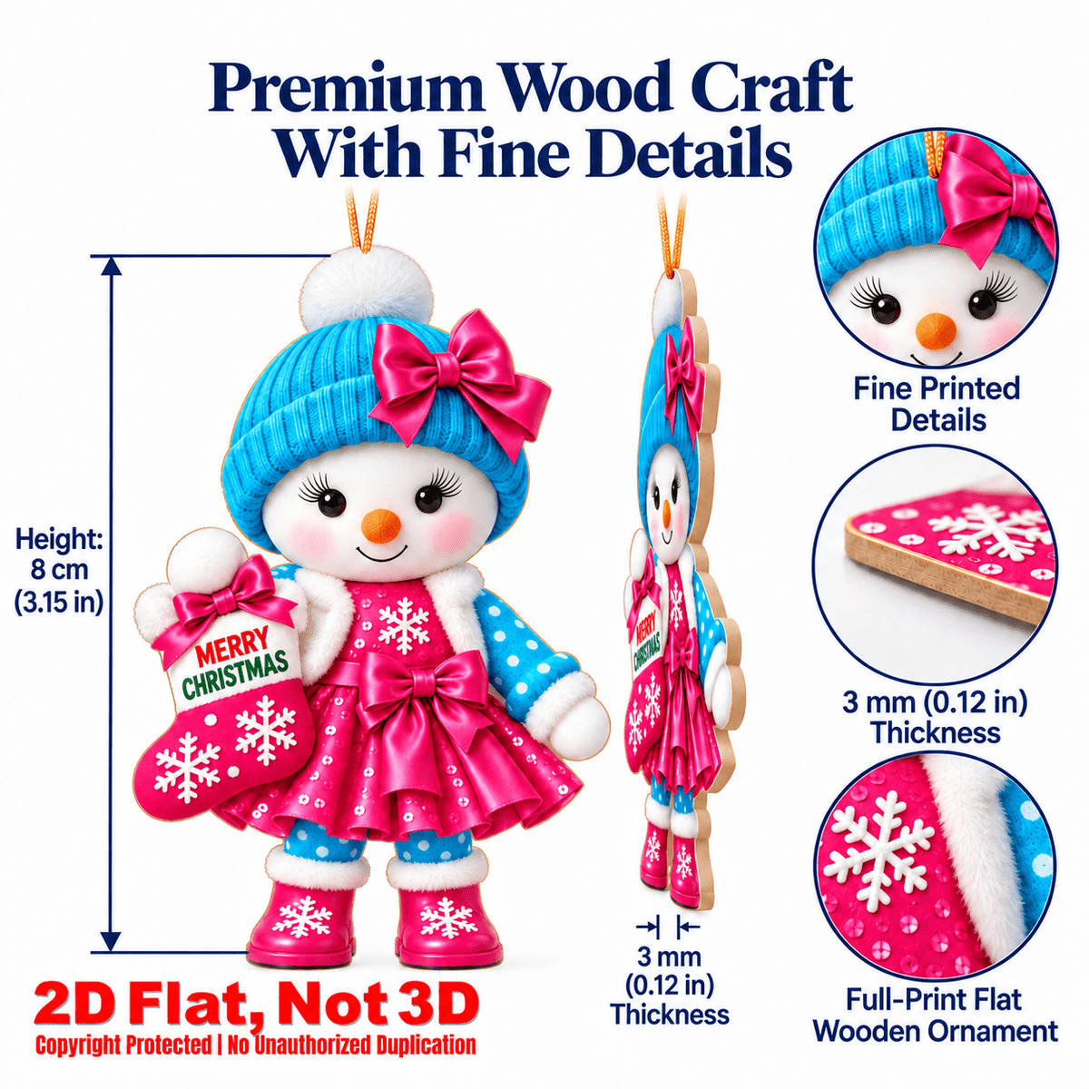 2D Flat 18Pcs Festive Christmas Greetings Quotes Snowman Christmas Wooden Ornaments, Colorful Snowman, Vibrant Xmas Hanging Tree Toppers, Xmas Tree, Wall, Window, Door, Mantel, Porch Decor & Holiday Gift