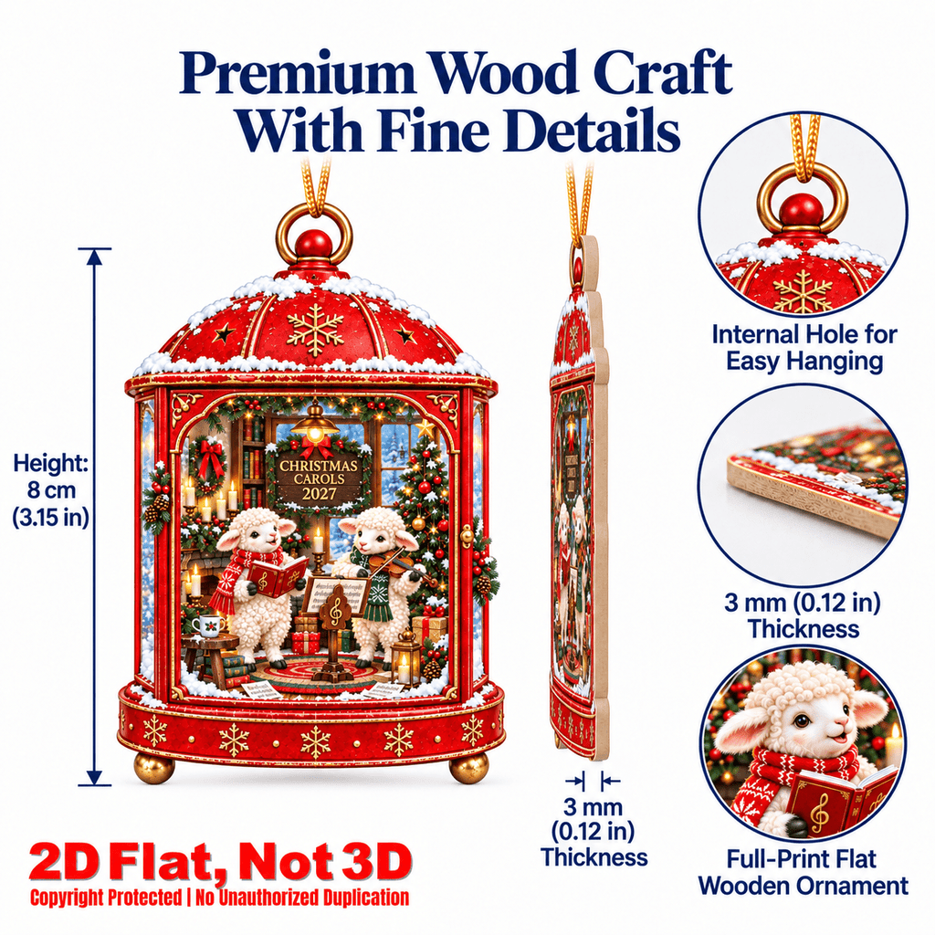 2D Flat 18Pcs Christmas Animal Lantern Scene Wooden Ornaments, Winter Wildlife Lantern Hanging Tree Toppers, Xmas Tree, Wall, Window, Door, Mantel, Porch Decor & Holiday Gift