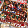AdornJoy 18 Pcs African American Christmas Musician Ornament Sets - 3mm Festive Band 2D Flat Wooden Christmas Tree Ornaments
