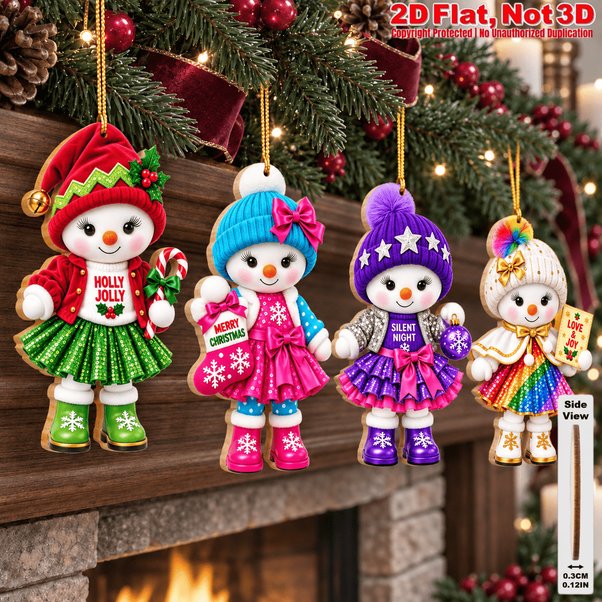2D Flat 18Pcs Festive Christmas Greetings Quotes Snowman Christmas Wooden Ornaments, Colorful Snowman, Vibrant Xmas Hanging Tree Toppers, Xmas Tree, Wall, Window, Door, Mantel, Porch Decor & Holiday Gift