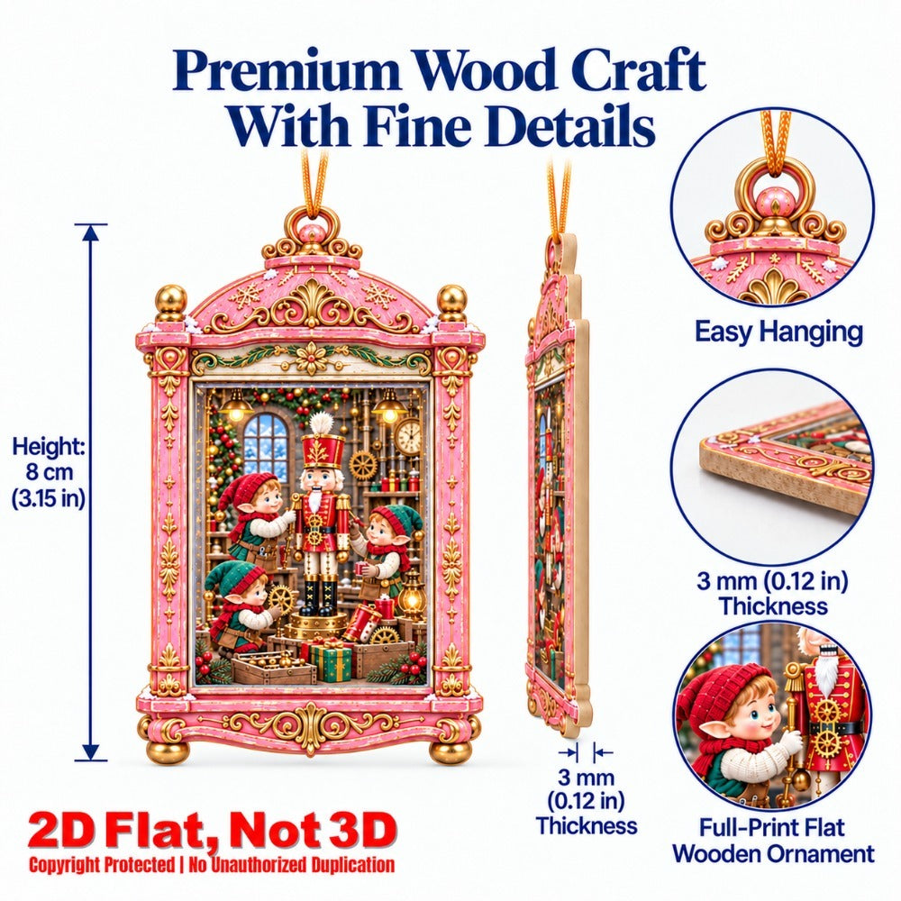 2D Flat 12Pcs Steampunk Elf Mini Scene Wooden Ornaments, Vintage Christmas Lantern Elf Hanging Tree Toppers, Xmas Tree, Wall, Window, Door, Mantel, Porch Decor & Holiday Gift