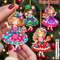 2D Flat 12Pcs New Year Sweet Dessert Girl Wooden Ornaments, 2027 Festive Inspirational Quotes, Vibrant Hanging Tree Toppers, Xmas Tree, Wall, Window, Door, Mantel, Porch Decor & Holiday Gift