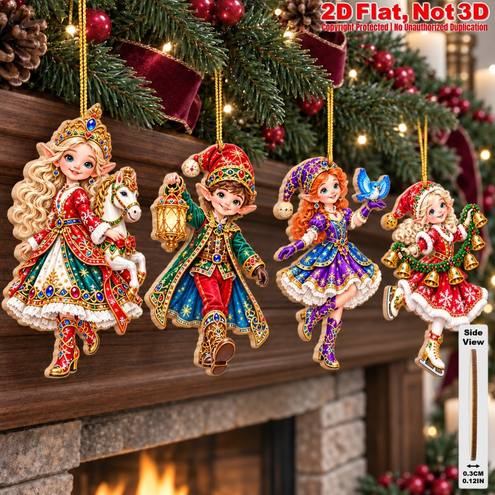 2D Flat 18Pcs Vintage Elf Christmas Wooden Ornaments, Retro Themed Hanging Tree Toppers, Xmas Tree, Wall, Window, Door, Mantel, Porch Decor & Holiday Gift