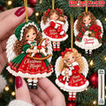 2D Flat 18Pcs Christmas Angel Wooden Ornaments, Festive Quote Printed Angel Hanging Tree Toppers, Xmas Tree, Wall, Window, Door, Mantel, Porch Decor & Holiday Gift