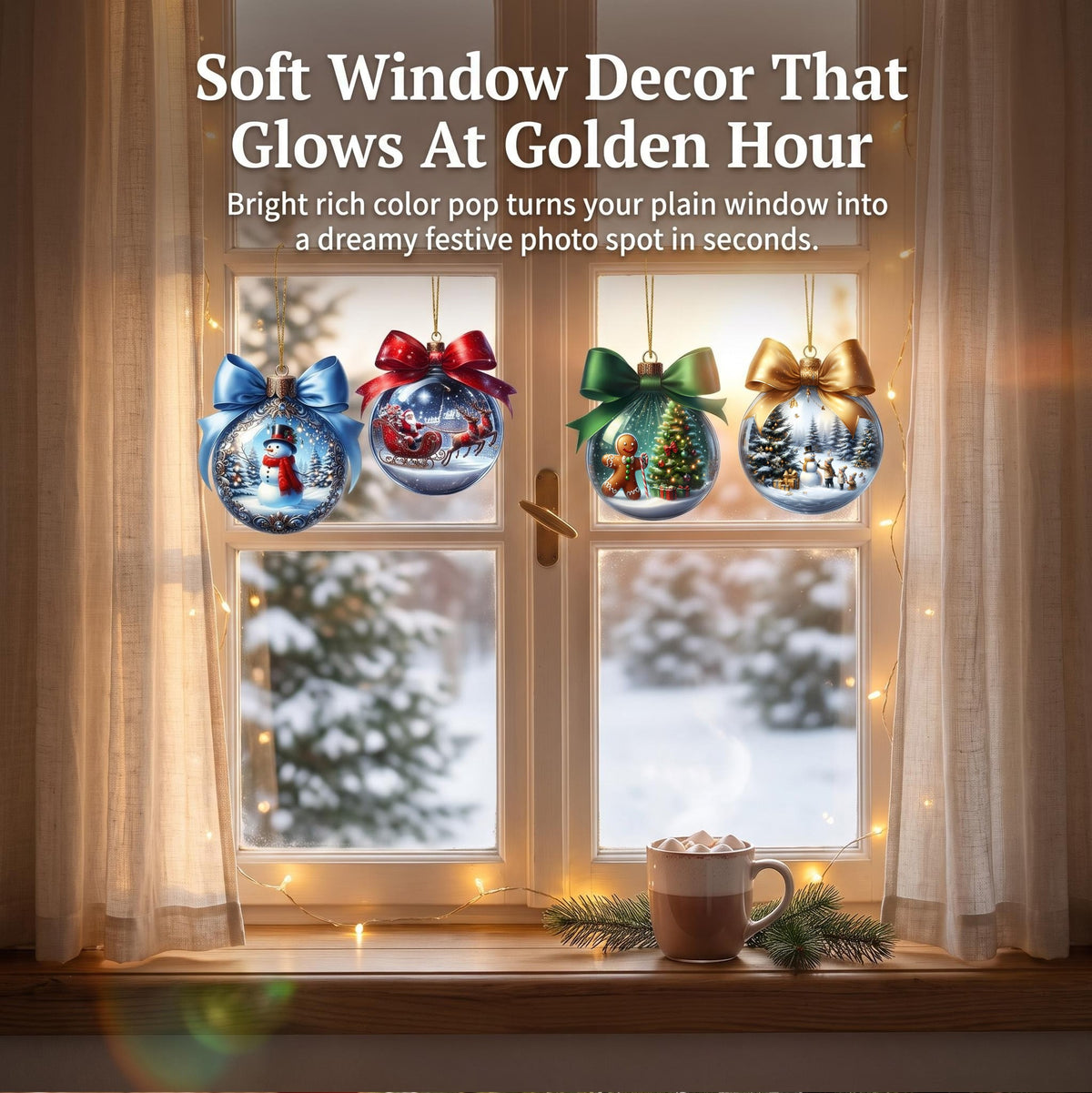 AdornJoy - Vintage Winter Landscape – Classic 3mm Wooden Christmas Ornament, 2D Flat Printed Tree Decoration, 12 Piece Sets