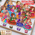 2D Flat 12Pcs Christmas Holiday Girl Wooden Ornaments, Girl with Festive Christmas Greetings Quotes, Vibrant Xmas Hanging Tree Toppers, Xmas Tree, Wall, Window, Door, Mantel, Porch Decor & Holiday Gift