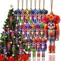 AdornJoy Sugar Skull Nutcracker – 3mm Wooden Christmas Ornament, 2D Flat Nutcracker Tree Decoration, 16 Piece Sets