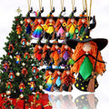 AdornJoy Festive Witch – 3mm Wooden Halloween & Christmas Ornament, 2D Flat Witch Tree Decoration, 16 Piece Sets