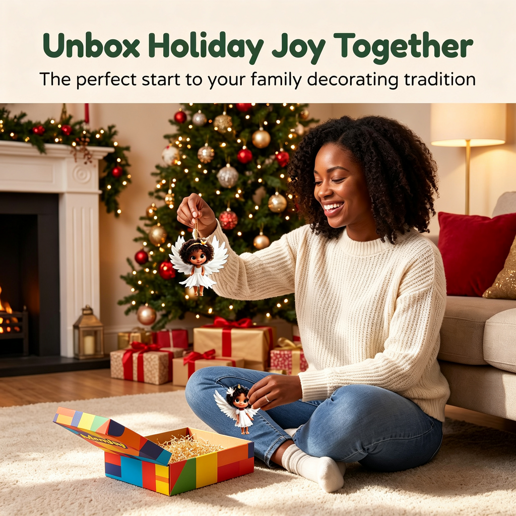 AdornJoy - Gorgeous Angel – Graceful 3mm Wooden Christmas Ornament, 2D Flat Angel Tree Decoration, 15 Piece Sets