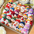 AdornJoy 18 Pcs Festive Snowman Christmas Ornament Sets - 3mm Wooden 2D Flat Snowman Tree Ornaments with Diverse Holiday Designs