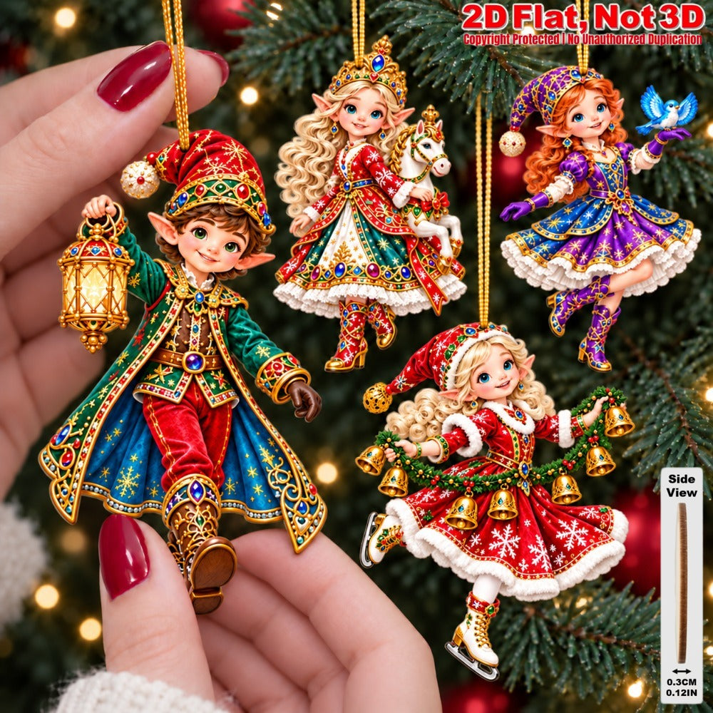 2D Flat 18Pcs Vintage Elf Christmas Wooden Ornaments, Retro Themed Hanging Tree Toppers, Xmas Tree, Wall, Window, Door, Mantel, Porch Decor & Holiday Gift
