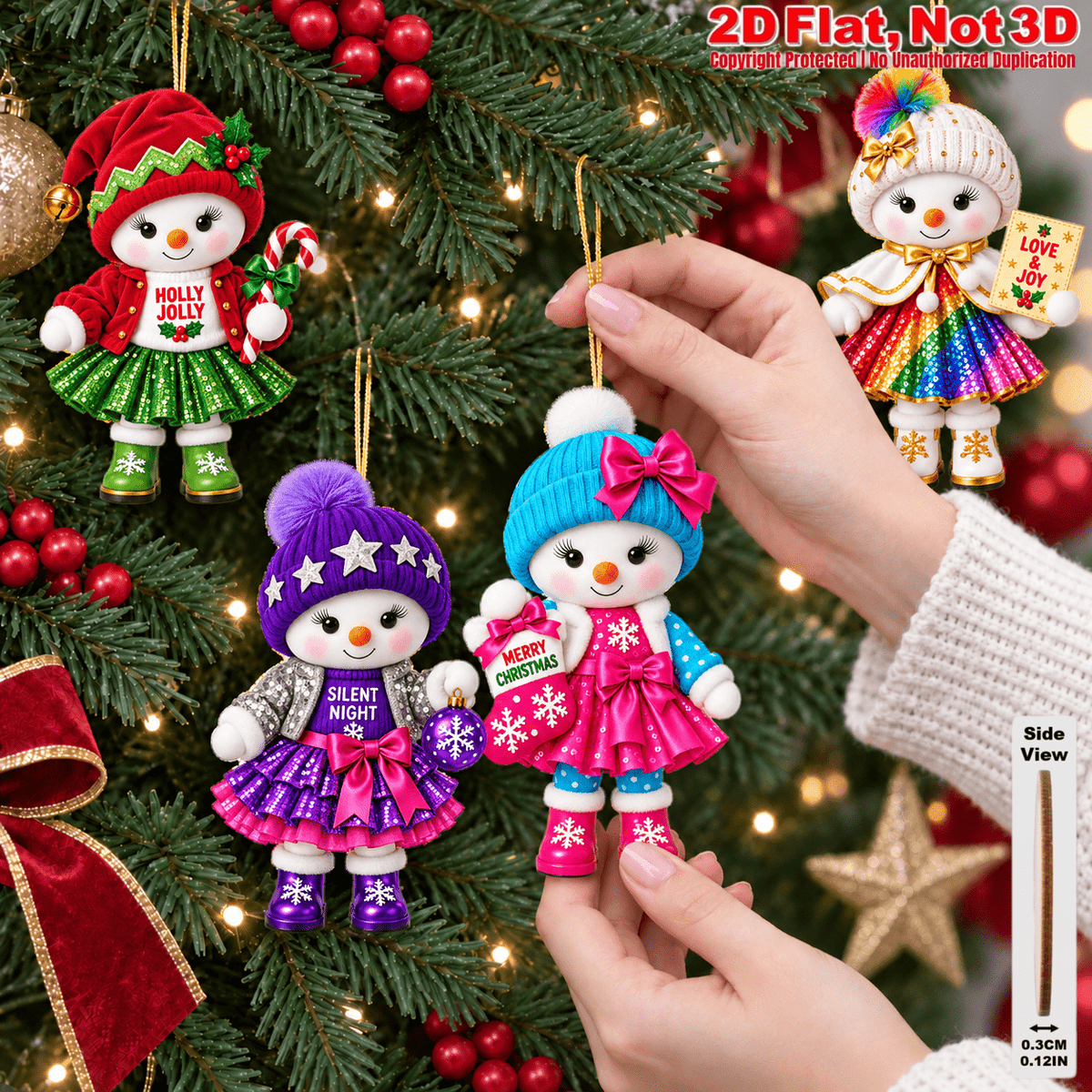 2D Flat 12Pcs Festive Christmas Greetings Quotes Snowman Christmas Wooden Ornaments, Colorful Snowman, Vibrant Xmas Hanging Tree Toppers, Xmas Tree, Wall, Window, Door, Mantel, Porch Decor & Holiday Gift