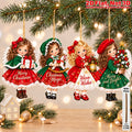 2D Flat 12Pcs Christmas Angel Wooden Ornaments, Festive Quote Printed Angel Hanging Tree Toppers, Xmas Tree, Wall, Window, Door, Mantel, Porch Decor & Holiday Gift