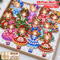 2D Flat 12Pcs Christmas Sweet Holiday Girl Wooden Ornaments, Girl with Festive Christmas Greetings Quotes, Vibrant Xmas Hanging Tree Toppers, Xmas Tree, Wall, Window, Door, Mantel, Porch Decor & Holiday Gift