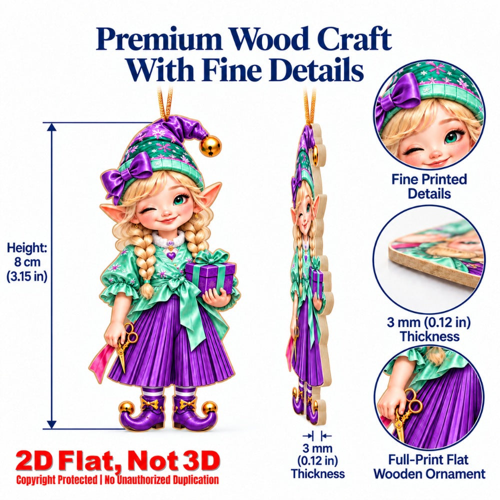2D Flat 18Pcs Colorful Vintage Christmas Elf Wooden Ornaments, Retro Elf Hanging Tree Toppers, Xmas Tree, Wall, Window, Door, Mantel, Porch Decor & Holiday Gift